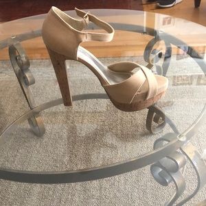 Brand new cork heel beige color